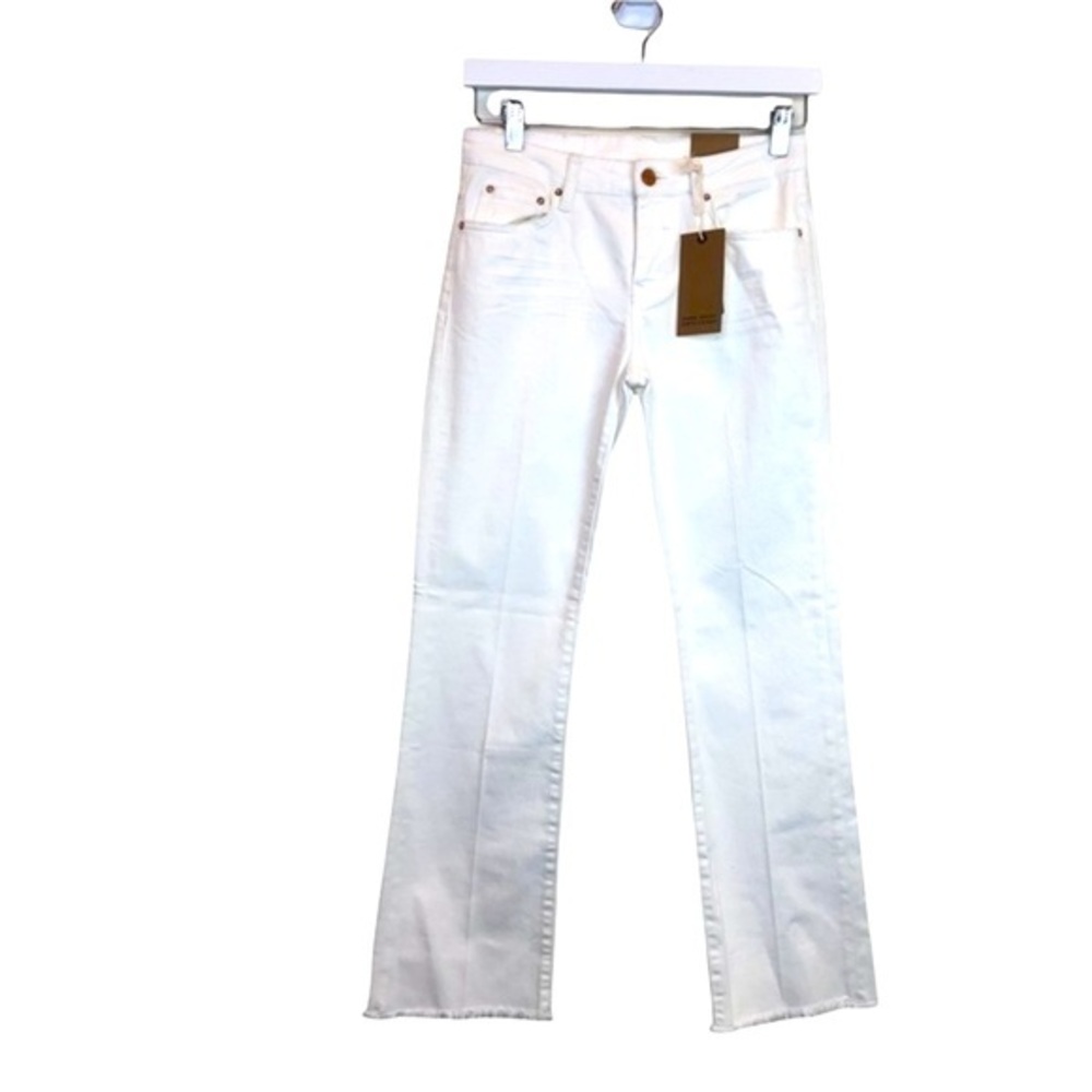 Zara White Mid Rise Crop Denim Jeans New